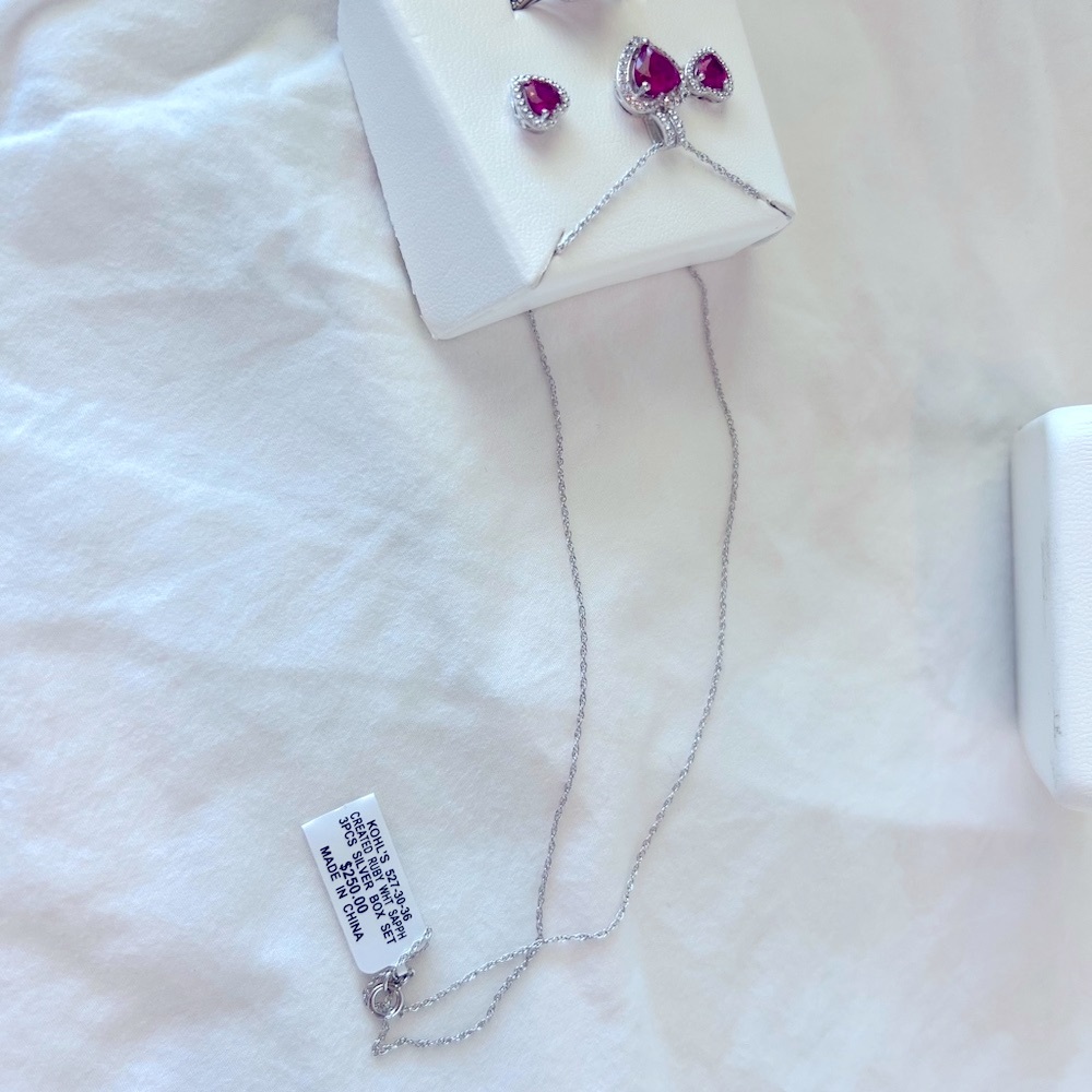 Ruby Heart Necklace Set- Size 7 - Picture 7 of 8
